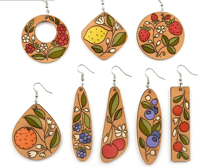 Fanciful fruit earrings
