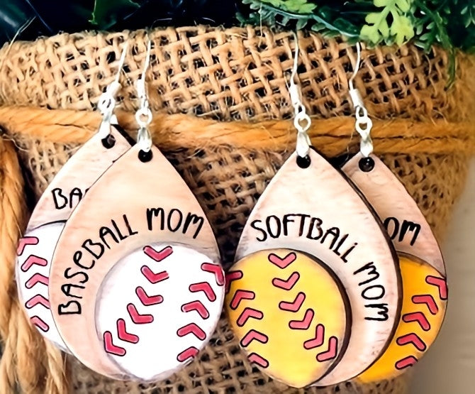 Baseball mom/softball mom earrings