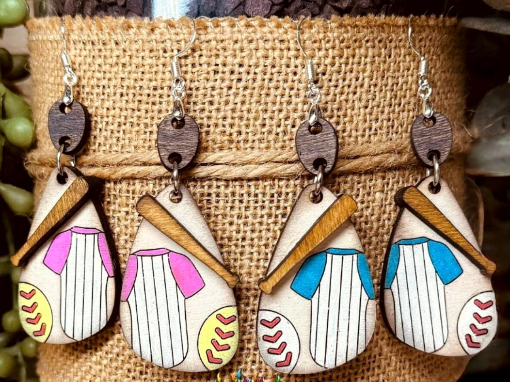 Baseball/Softball jersey earrings