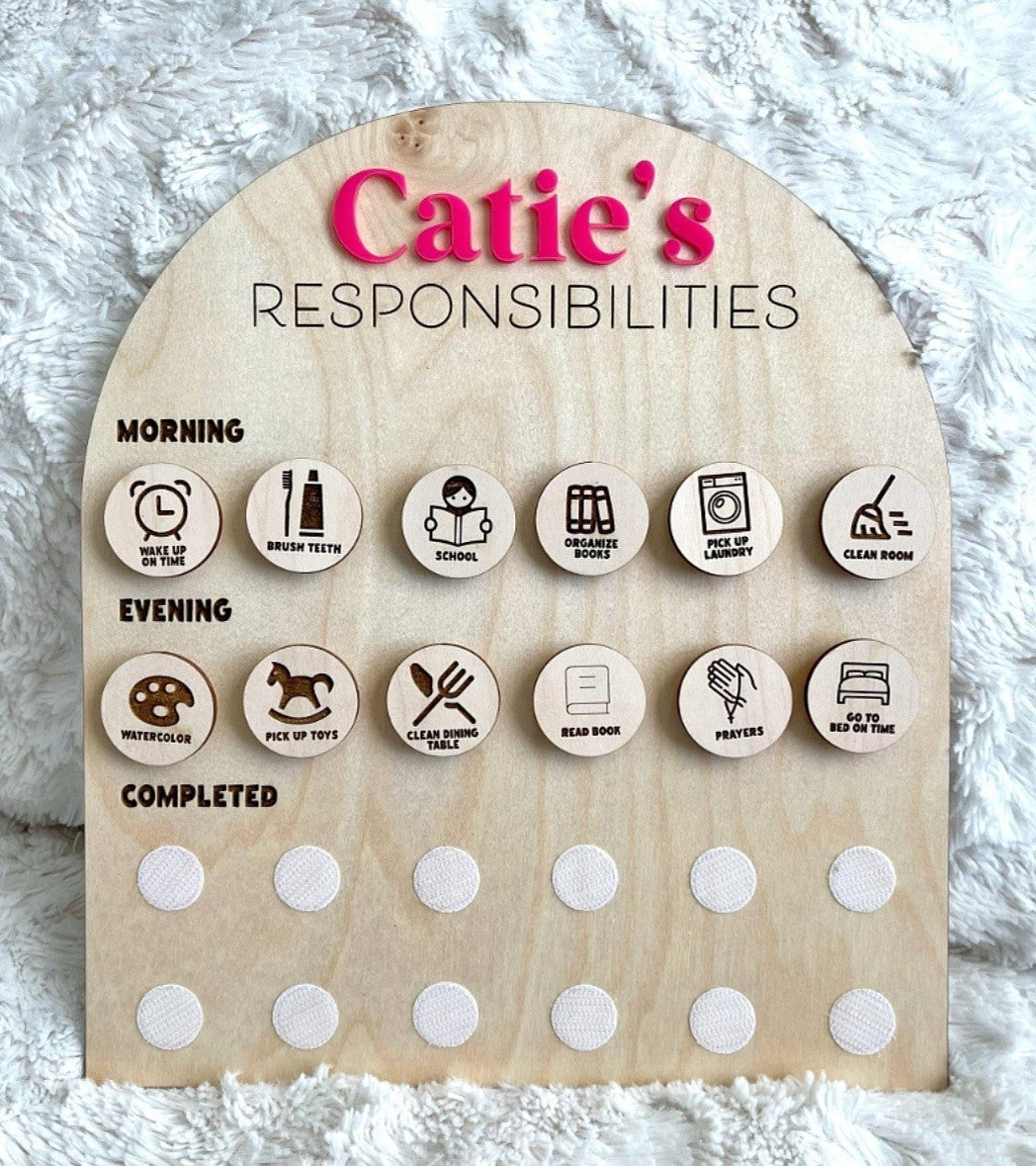 Boho dreams personalized responsibilities chart