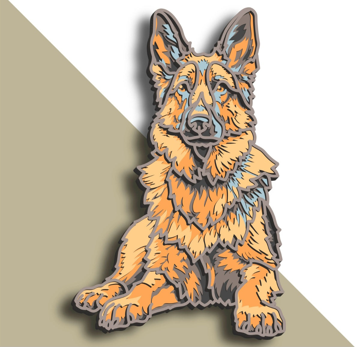 German Shepard layered wall art
