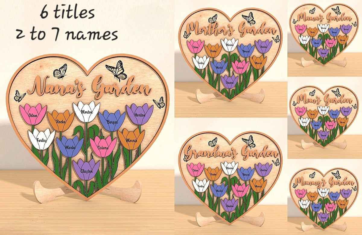 Personalized/grandma heart garden