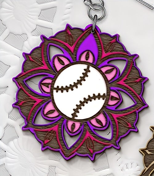 Mandala baseball earrings
