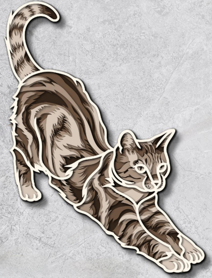 Striped stretch wooden layered wall art