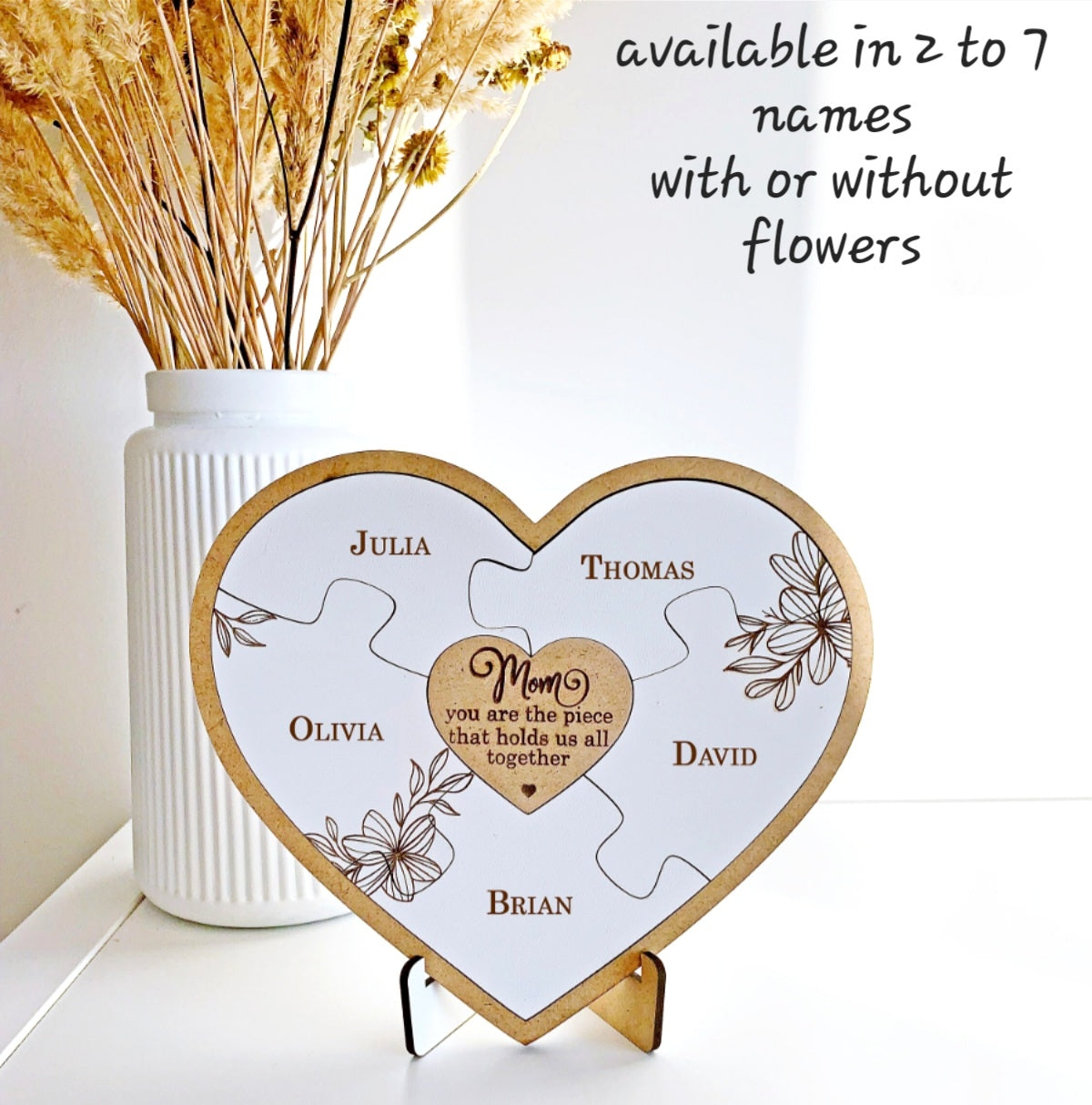 Personalized mom puzzle piece heart