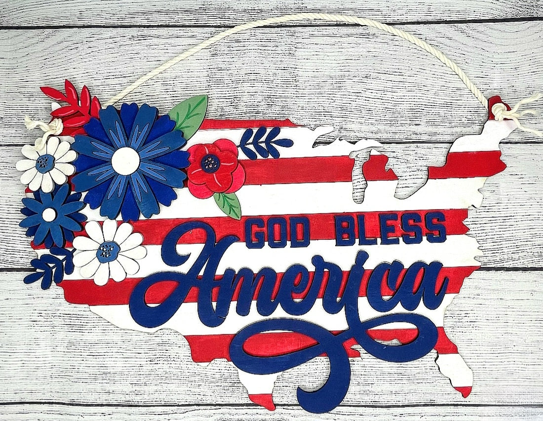 God bless America doorhanger