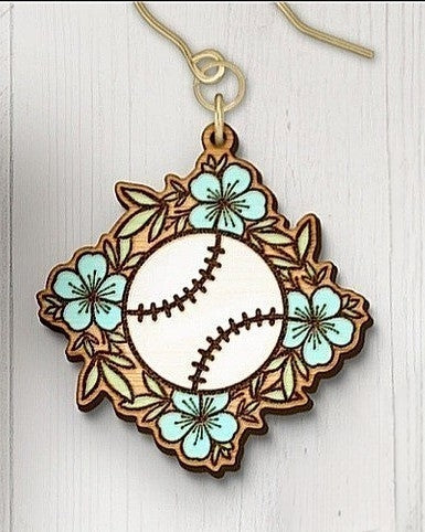 Diamond shape blue floral earrings