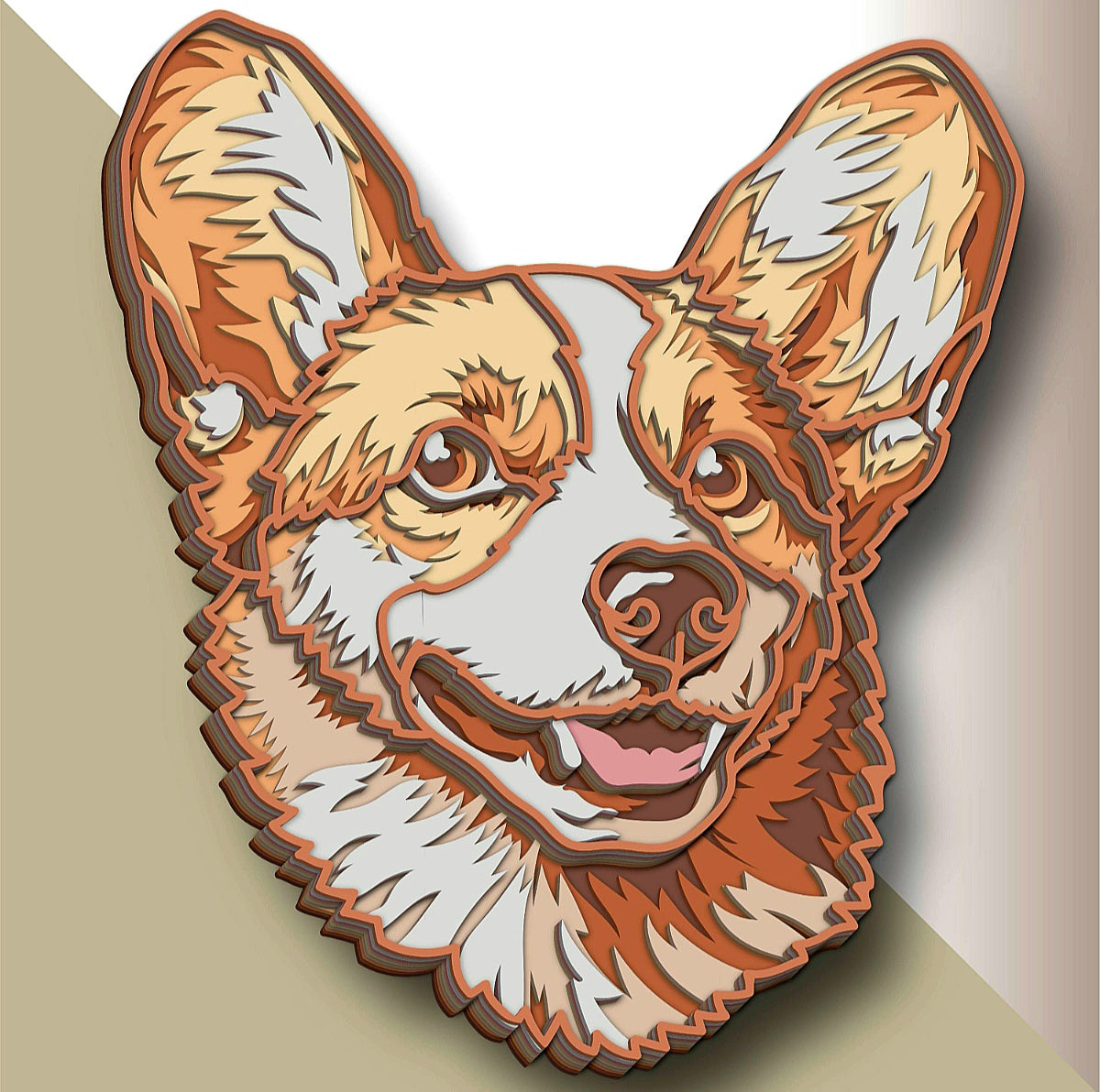 Corgi wooden layered wall art