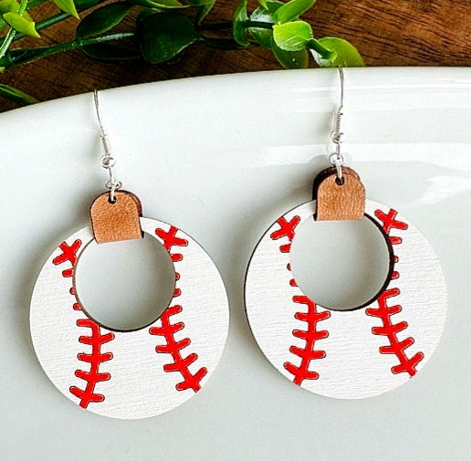 Baseball hoop earrings