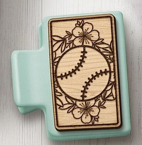 Blue floral baseball claw clips