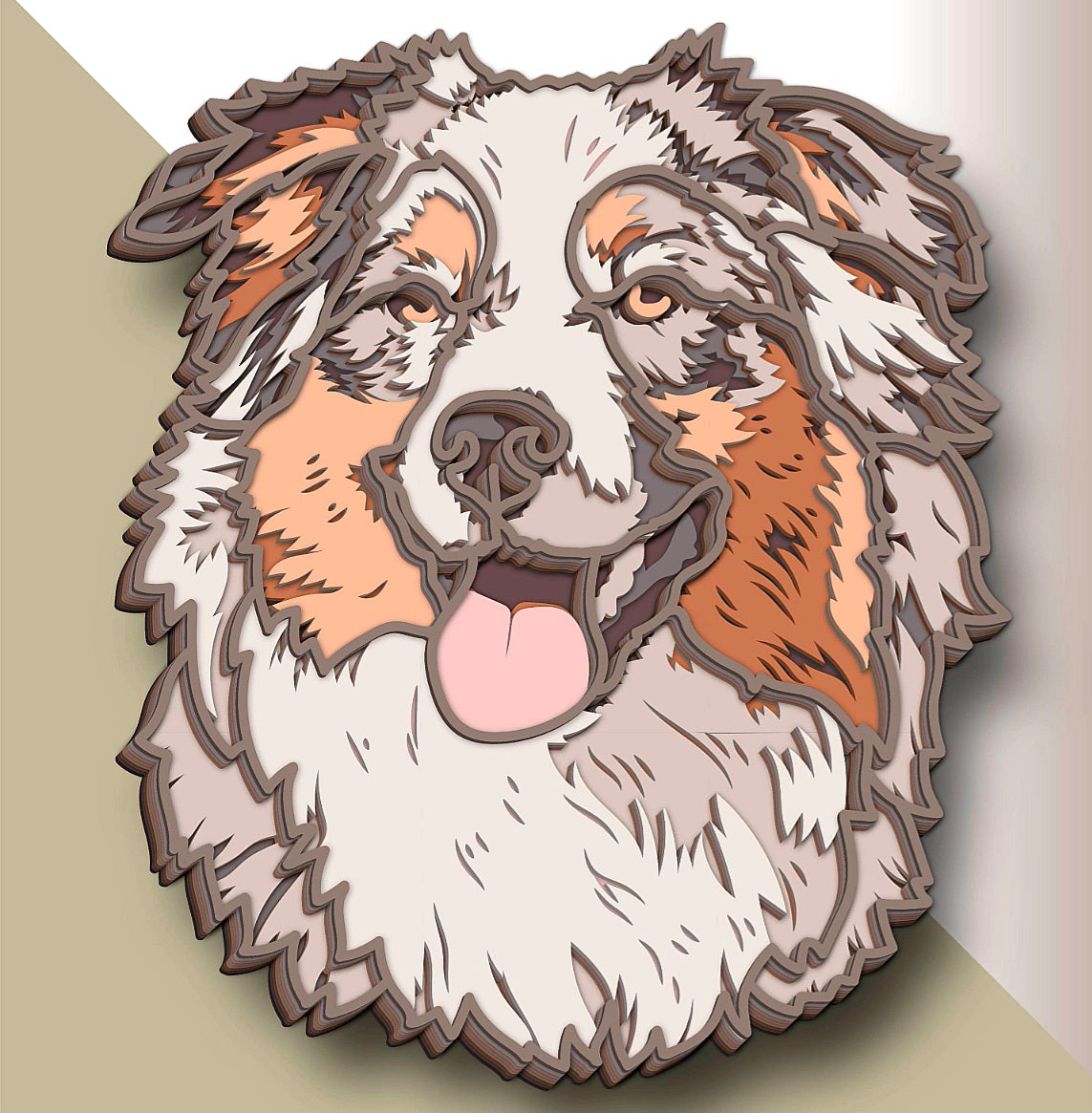 Australian Shepard wooden layered wallart