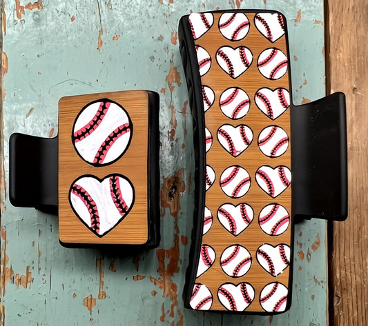 Heart and round baseball claw clips
