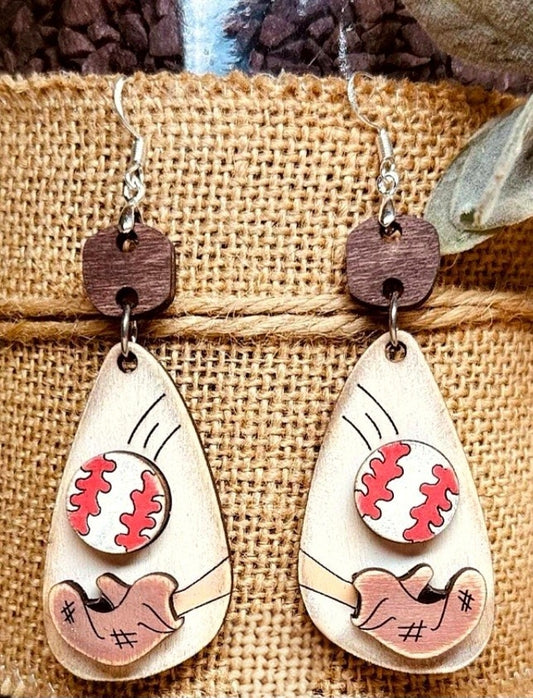Catching a baseball earrings