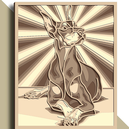 Doberman with rays wooden layered wall art