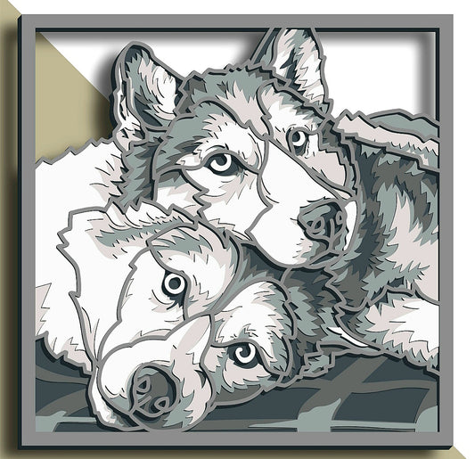 Husky wooden layered wall art