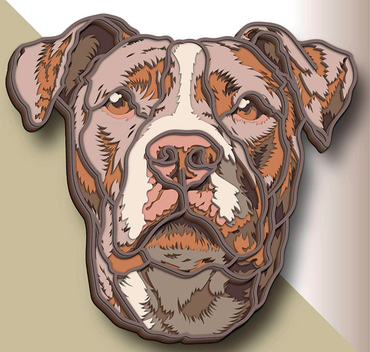 American Pittbull wooden layered wall art