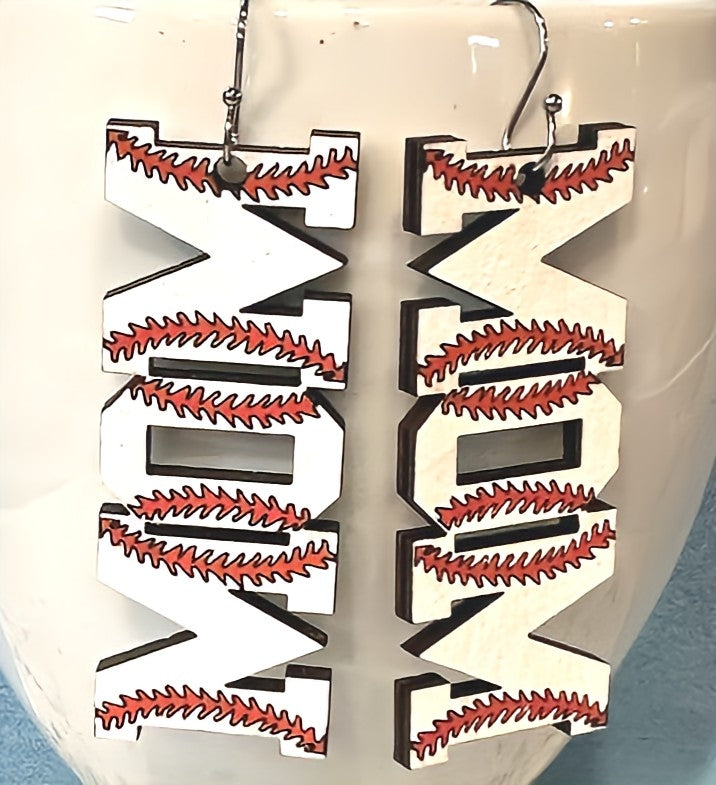 M.O.M. baseball laced earrings