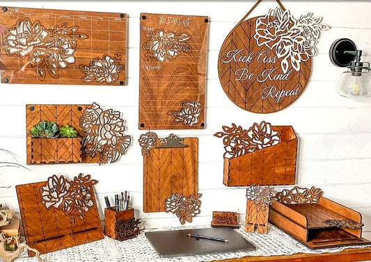 Floral wooden office suite