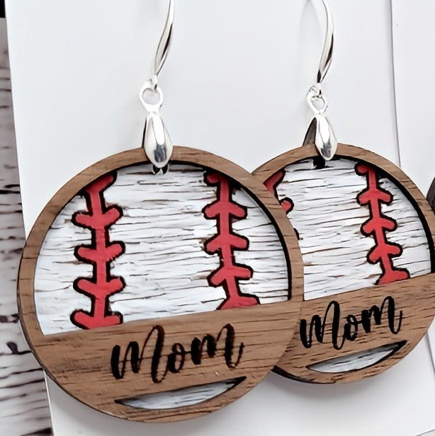 Mom overlay baseball/softball earrings