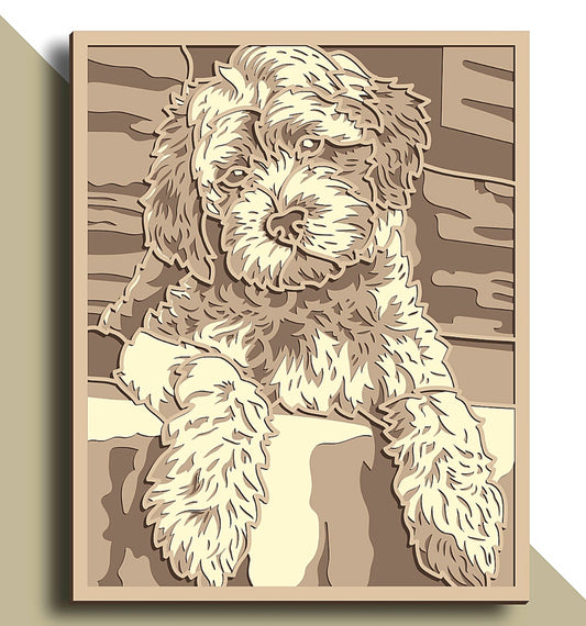 Golden doodle layered wall art