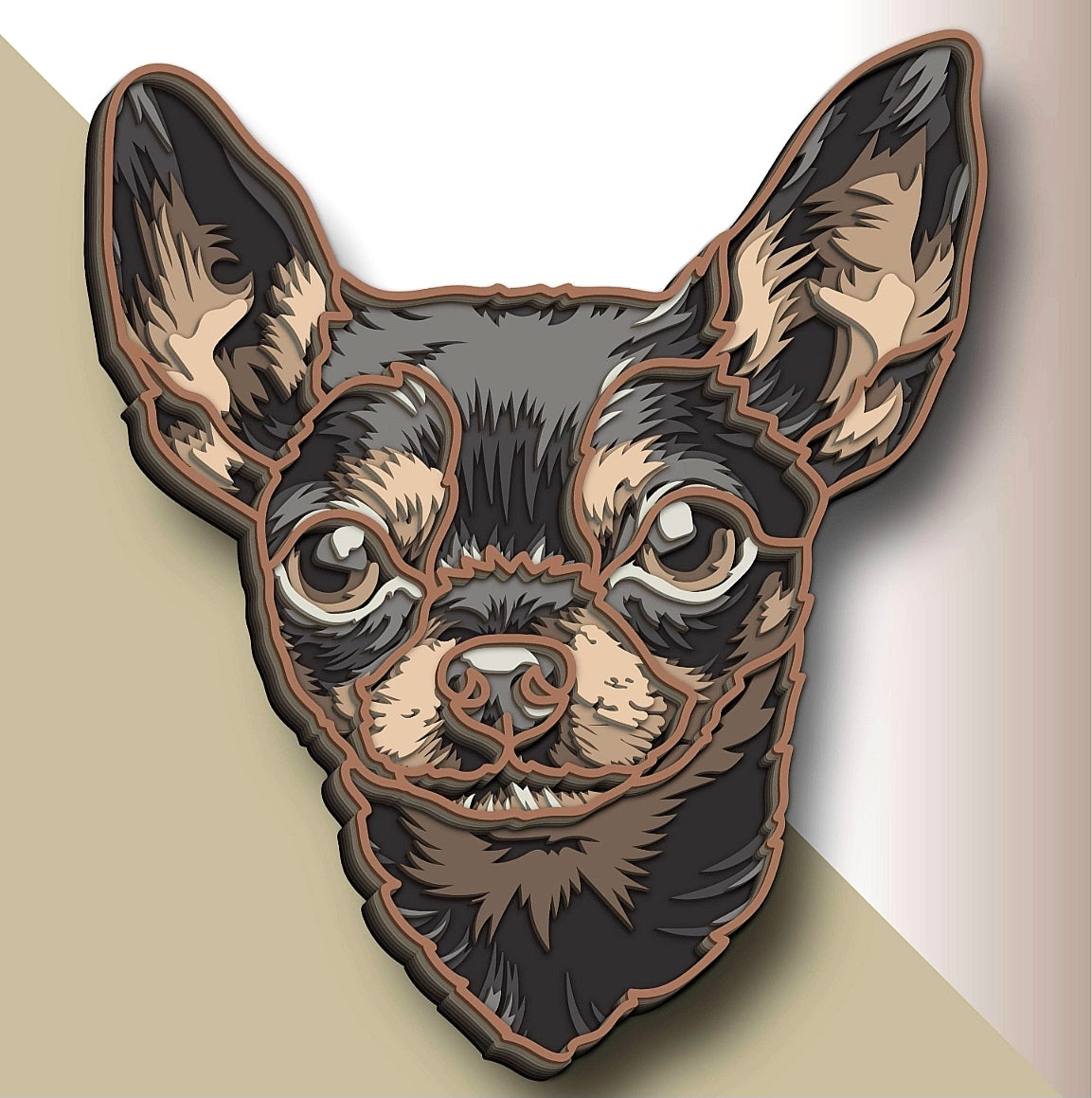 Chihuahua wooden layered wall art