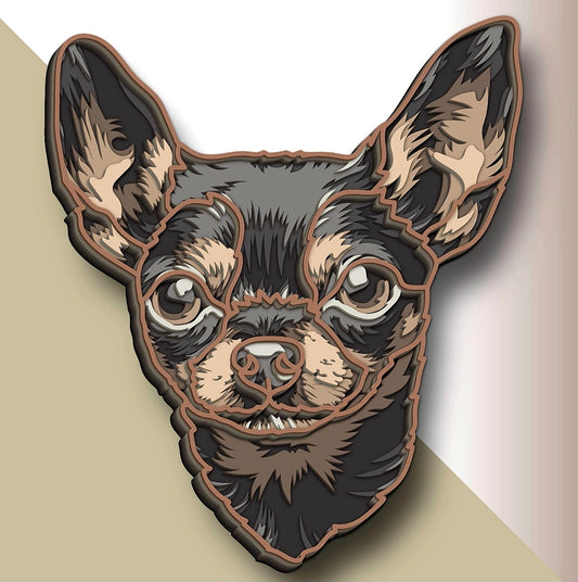 Chihuahua wooden layered wall art