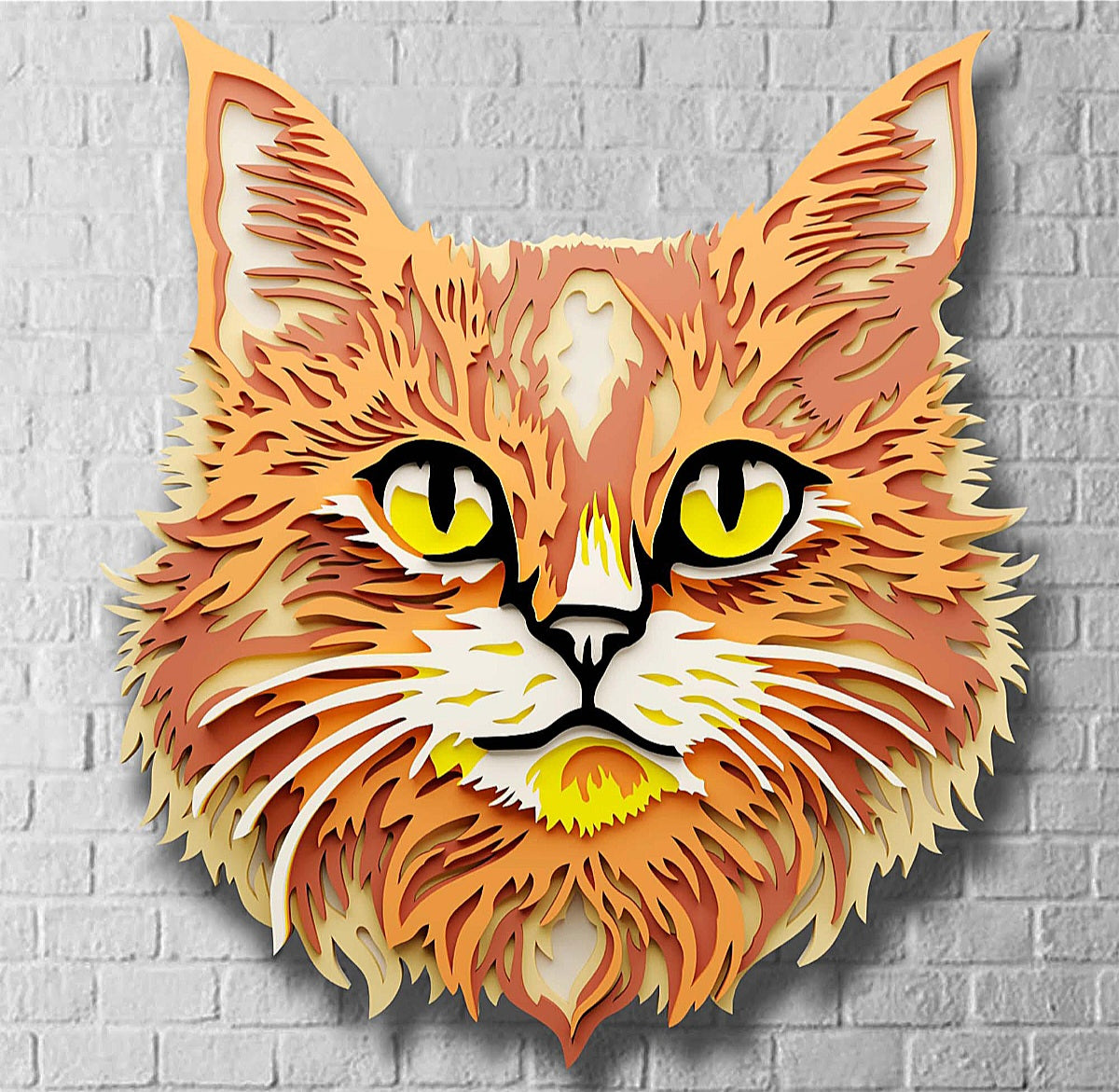 Orange beauty wooden layered wall art