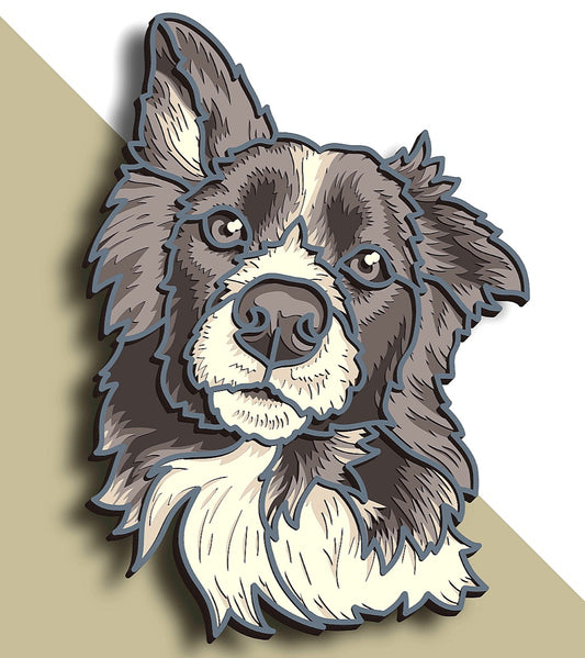 Boarder Collie wooden layered wall art