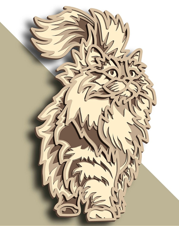 Persian cat wooden layered wall art