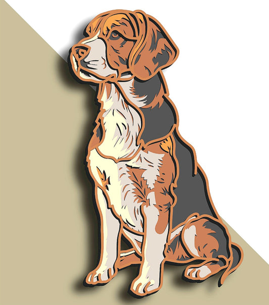 Beagle wooden layered wall art